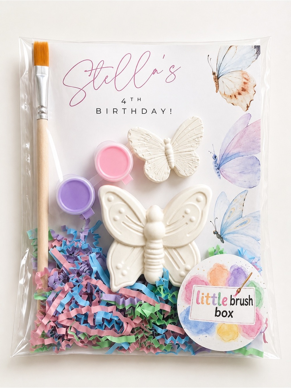 Paint-Your-Own Butterfly & Dragonfly Plaster Favors Set - Pastel Paint Included